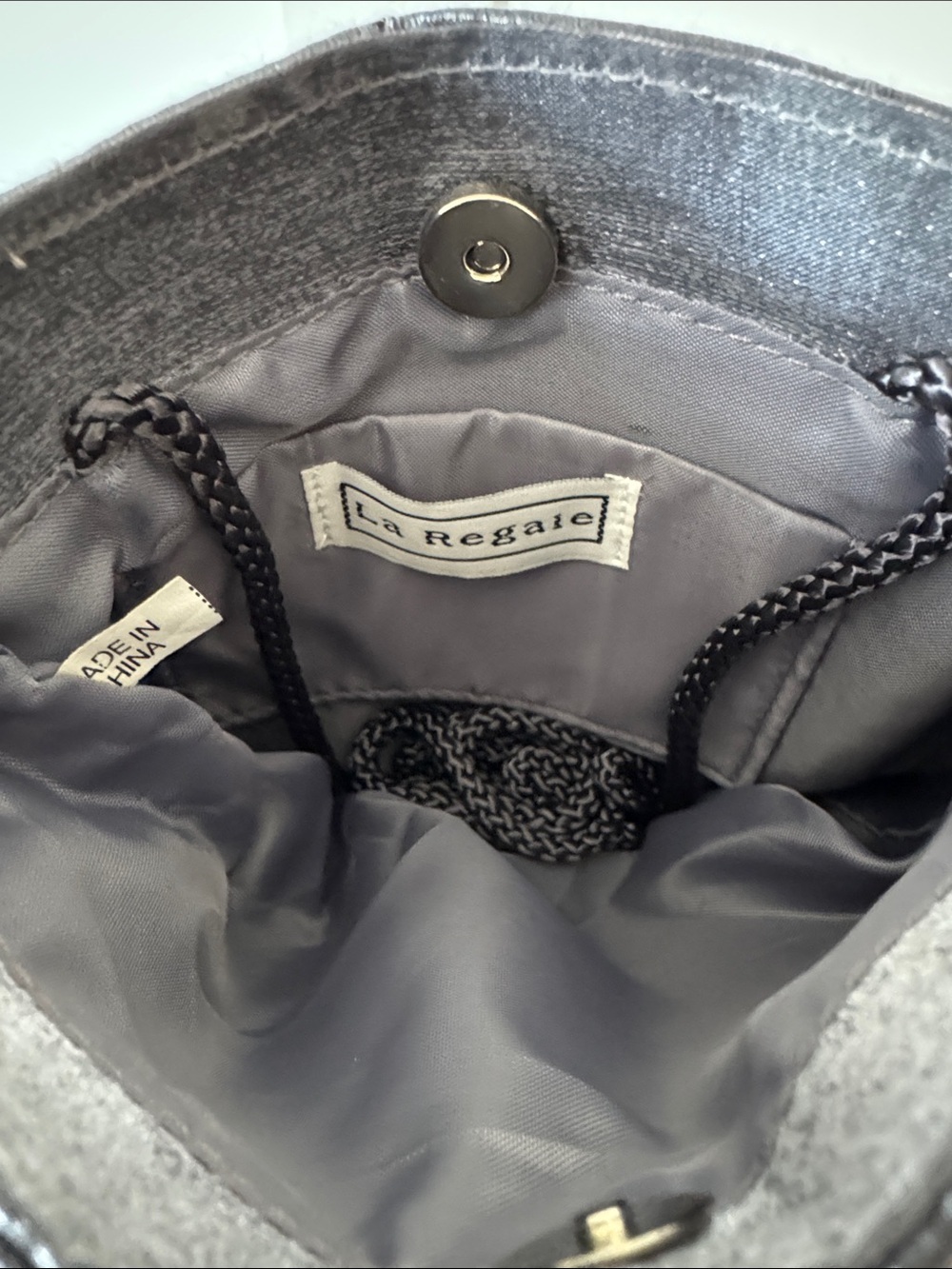 Purplish Gray Metallic Evening Mini Bag with Beaded Strap - Picture 2 of 6